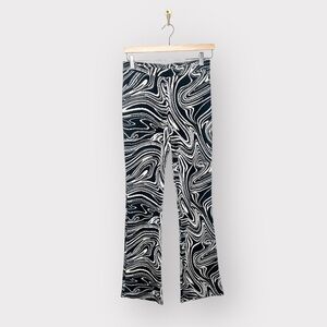 ZARA Black & White Psychedelic Wave Print Pants (Sz M)
